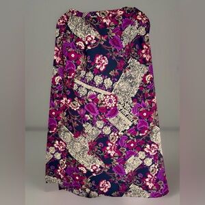 Laura Scott Vintage Purple/Pink Floral Lined Maxi Skirt Stylish Cottagecore 18W